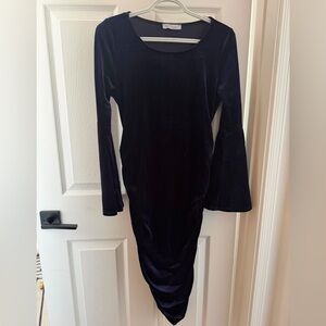 My Bump Navy Blue Velvet Maternity Dress